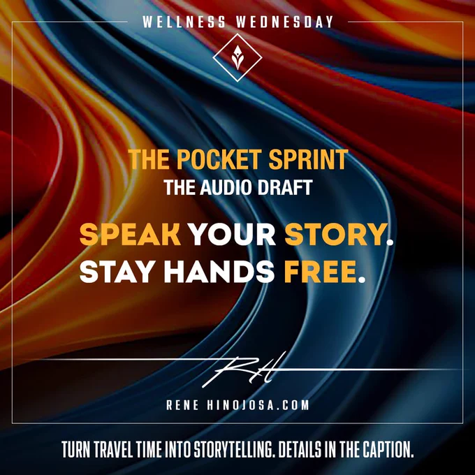 Wellness Wednesday 
The Pocket Sprint
The Audio Draft

Instead of fighting for screen time, pivot to hands-free dictation.

✍️: Record a two-minute voice memo on your protagonist’s internal thoughts.

#WriterLife #AmWritingSciFi #WritingCommunity