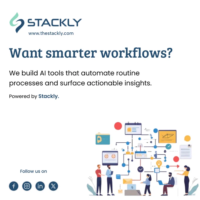 📊 Want smarter workflows? We build AI tools that automate routine processes and surface actionable insights. — Powered by Stackly.

Reach out for a no-obligation quote.

#Stackly #StacklyDigital #AIBusiness #Automation #RPA #AI #SmartAutomation