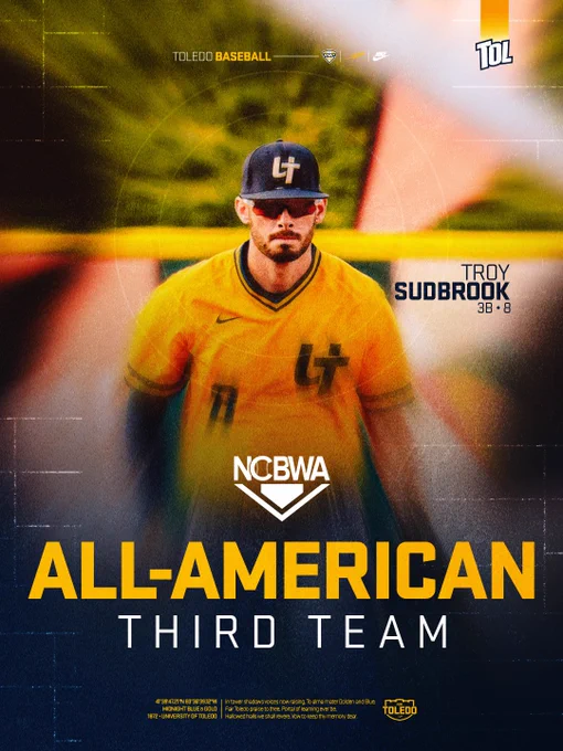 Troy Sudbrook has been named an NCBWA Third-Team All-American