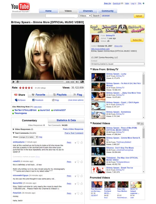 YouTube in June 2008