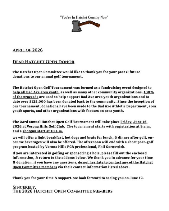 2026 Hatchet Open Golf Tournament