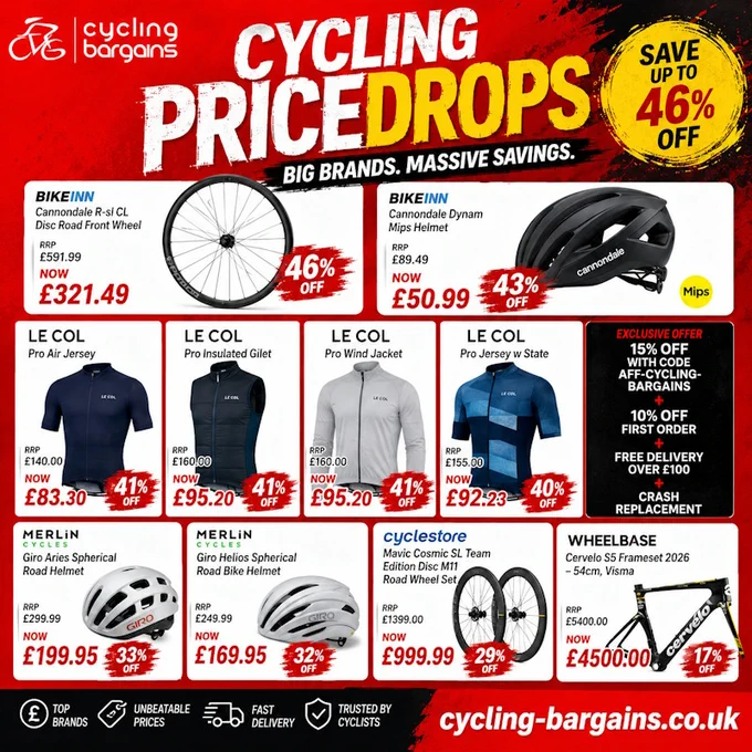 🚨 MASSIVE PRICE DROPS ALERT! 🚴‍♂️💨
.
🔥 Want to grab top-tier cycling gear without breaking the bank? The biggest price drops of the last 24 hours just landed on Cycling Bargains, with massive savings up to 83% OFF! 📉
.
📲 Join Our VIP Alert Groups (Never Miss a Drop!)
Get instant alerts straight to your phone before stock runs out: 
.
💬 Drop a comment below: What piece of gear are you hunting for a deal on right now? Let us find it for you! 👇@followers 
.
#CyclingDeals #BikeSale #CyclingDiscounts #PriceDropAlert #CyclingBargains #BikeGearDeals #BudgetCycling #MTBDeals #RoadCyclingUK