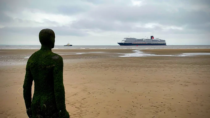 Cunard Queen Anne sailing past Crosby Beach