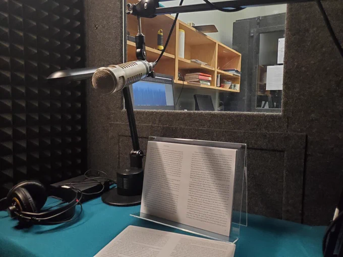 Picture of recording studio. 