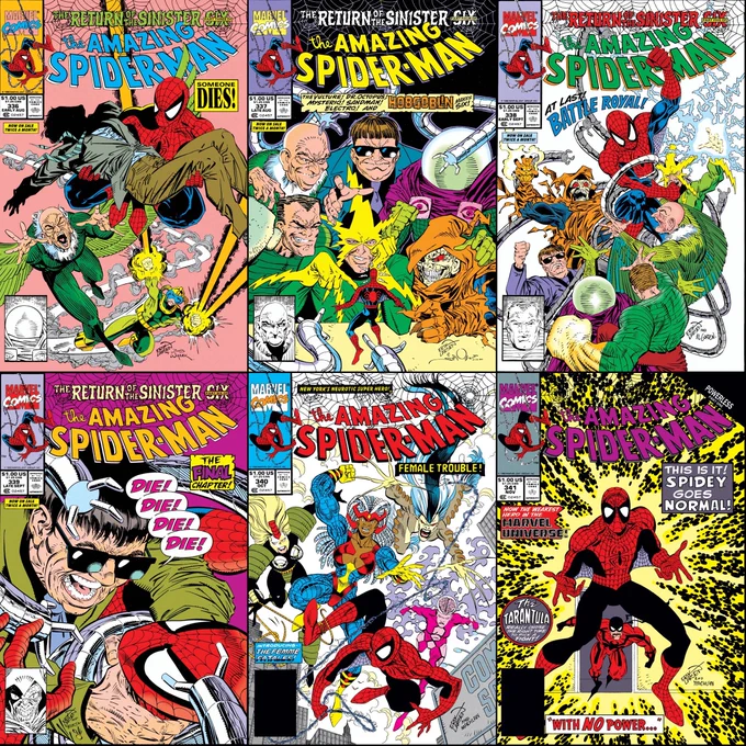 The Amazing Spider-Man #336-341 cover dated August-November 1990.