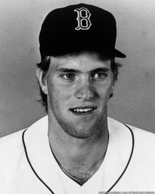Black and white head and shoulders portrait of Wes Gardner in a Red Sox cap. (National Baseball Hall of Fame and Museum)
