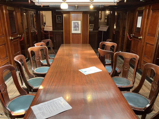 The Wardroom of the RRS Discovery where the officers dined