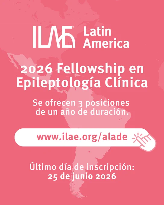 En esta convocatoria 2026 se ofrecen 3 posiciones de pasantías de formación en Epileptología Clínica, de un año de duración, que contarán con apoyo de USD 12.000 anuales cada una, otorgados por el Comité Ejecutivo de ILAE a través del presupuesto de la Comisión Latinoamericana para sus proyectos educativos. Inscríbete antes del 25 de junio: www.ilae.org/alade