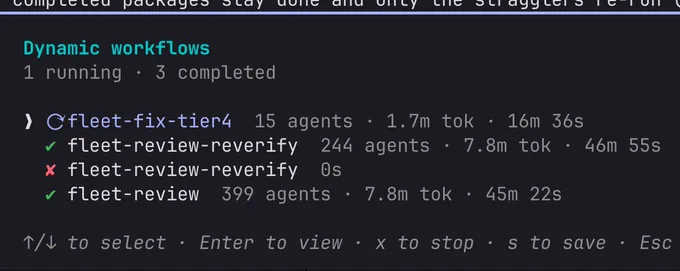 Screenshot of dynamic workflows showing 4 different flows and 244/399 agents for the 2 highest usage workflows.
