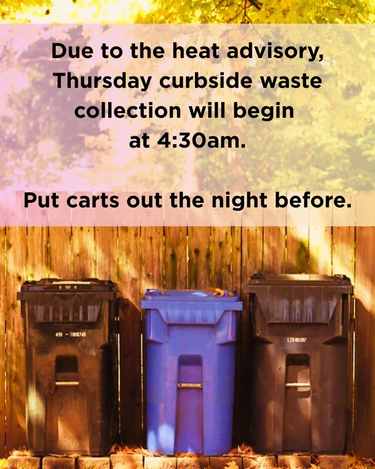 Info from post with photo of waste carts in front of a fence