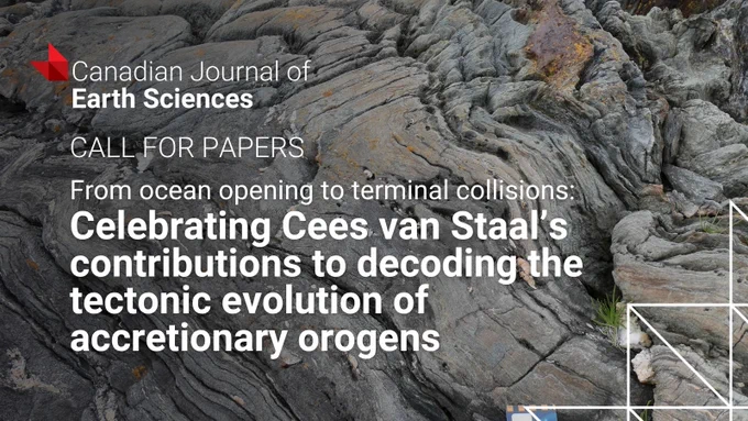 Close-up of folded and layered rock formations illustrating tectonic activity for a journal call on accretionary orogens.