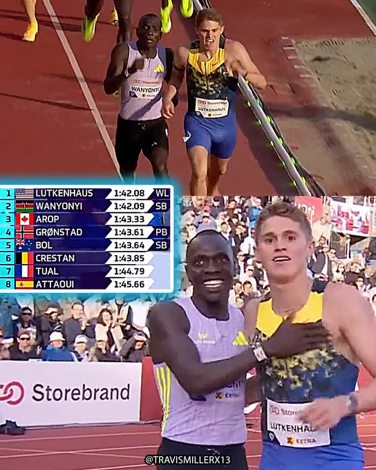 🚨1:42.08 800m PB and WORLD LEAD for 17-year-old 🇺🇸Cooper Lutkenhaus to beat Olympic champion 🇰🇪Emmanuel Wanyonyi by .01s! 😱 #OsloDL 