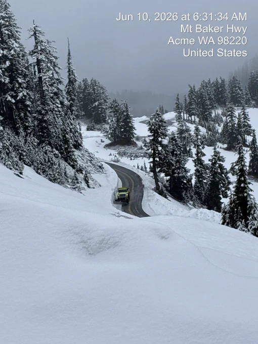 A snowplow in action today (June 10) clearing the Road to Artist Point!