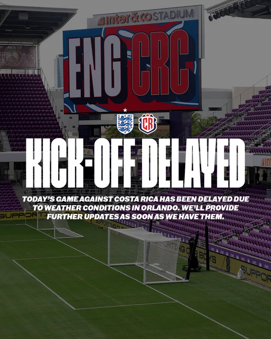 Kick-off delayed

Today’s game against Costa Rica has been delayed  due to weather conditions in Orlando. We’ll provide further updates as soon as we have them.