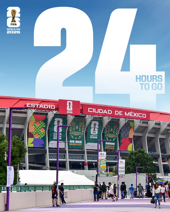 A photo of Mexico City Stadium with text that reads:

24 HOURS TO GO