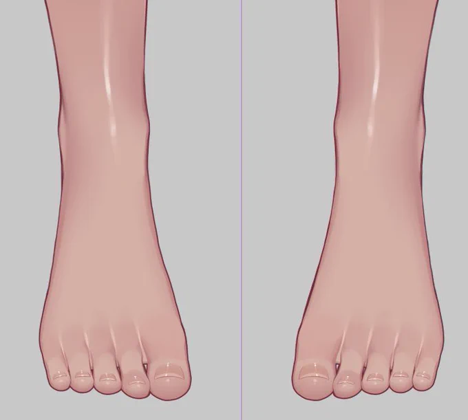 Two illustrations of vtuber anime feet rendered cleanly.