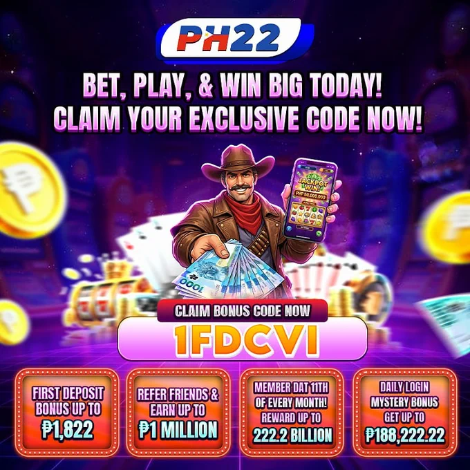 📢Follow our 📱Telegram and get a DAILY REWARDS OF UP TO ₱𝟚,𝟚𝟚𝟚.𝟚𝟚
📌How to Claim:
1️⃣. Click the link https://t.me/PH22COM to join Telegram, view the content to get a 🎁𝗕𝗢𝗡𝗨𝗦 𝗖𝗢𝗗𝗘🎁
2️⃣. Log in to 𝗣𝗛𝟮𝟮 and click ▶️ MEMBER ▶️ CLICK REWARD CENTER ▶️ CLICK PROMO CODE ▶️ ENTER THE CORRECT PROMO CODE TO GET BONUS 
💎 Join the hottest Online Gaming where winners gather daily. Your next big win could be just a spin away!⭐️⭐️