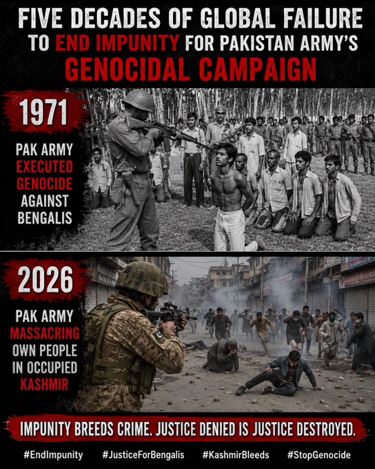 Five decades of global failure to end impunity for Pakistan army’s genocidal campaign

#Bangladesh #PoK #Kashmir
