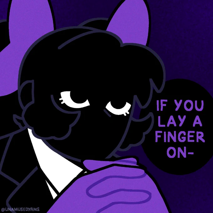 Una opens her eyes. The room around her darkens and she stares ominously with her large, dark pupils.

"IF YOU LAY A FINGER ON-"