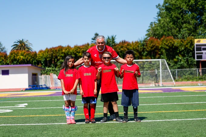 Images of a coach and kids.
