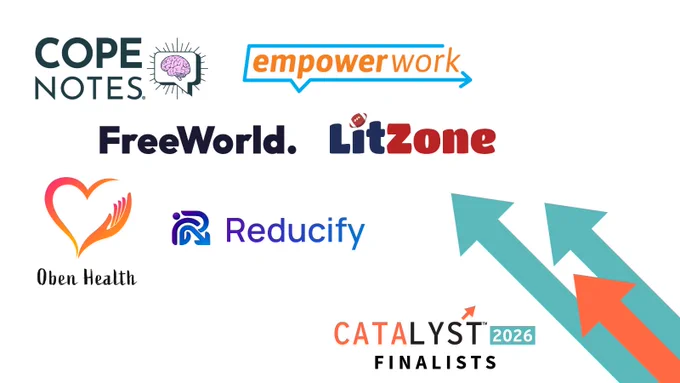 This is a graphic with the logos of the six Wireless Foundation Catalyst finalists for 2026.