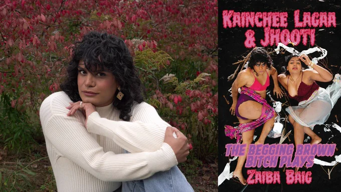 Portrait of Zaiba Baig and book cover of Kainchee Lagaa & Jhooti 