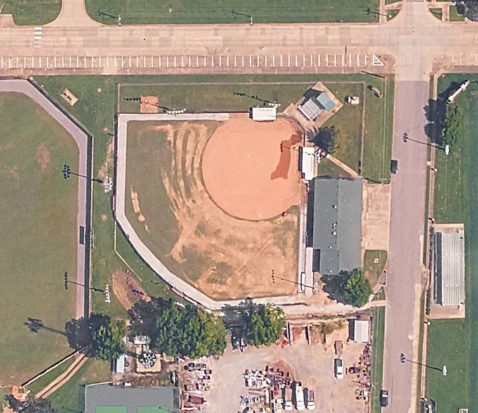 Aerial image of the ballpark from Google Earth during field replacement