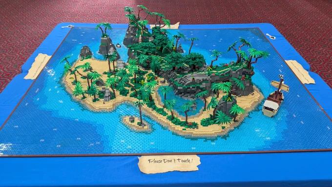 A large Lego build of the Sea of Thieves island Mermaids Hideaway