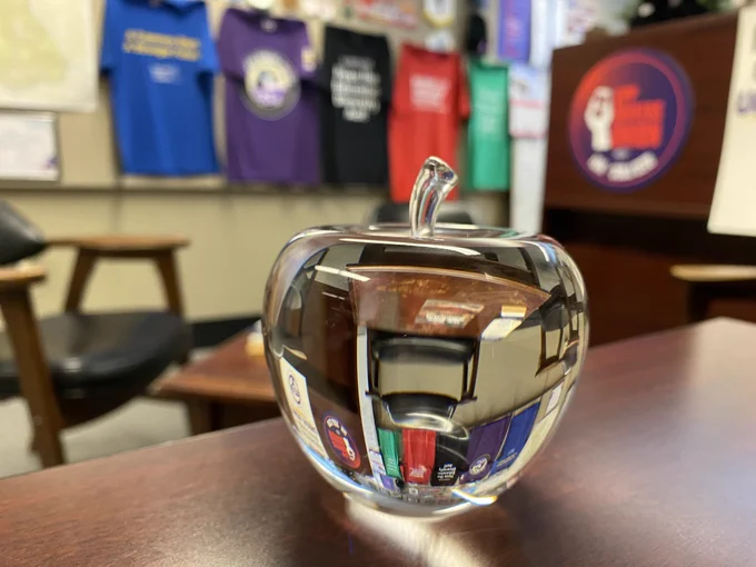 Glass apple paperweight gift