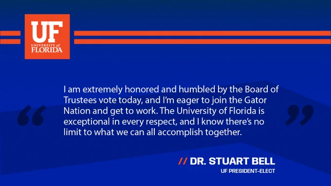 An orange and blue quote card by Dr. Stuart Bell