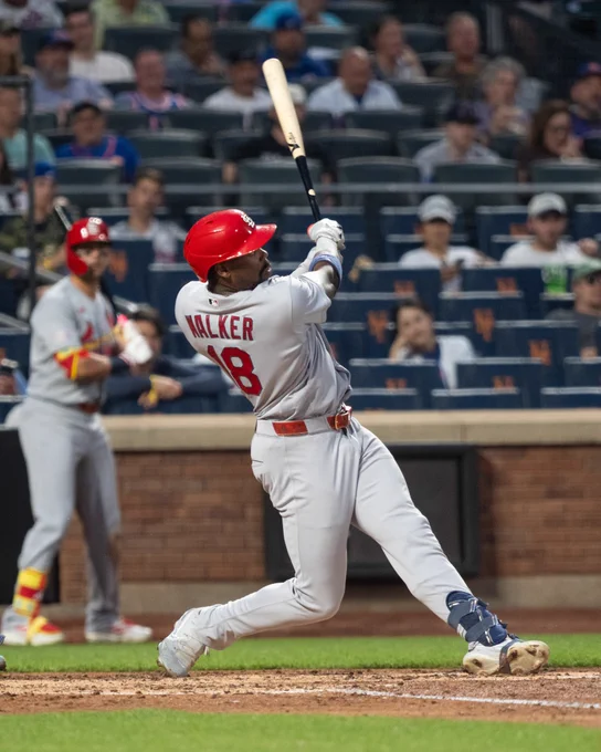 Jordan Walker hits a home run Wednesday night at Citi Field (Photo: Michael Mooney/Major League Baseball)