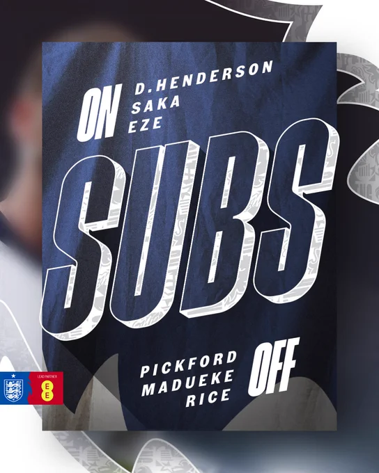 On: D. Henderson, Saka, Eze
Off: Pickford, Madueke, Rice
