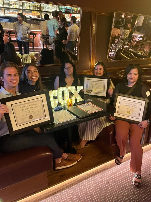 Mentors and mentees from the Cox Career Management Center celebrate another year of relationships and career support.

