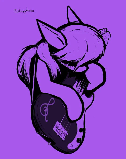 Octavia, but she plays bass.

Sat on this one for much longer than I intended to. It was originally a 30 minute sketch that I was really proud of at the time, but life got hectic and my confidence has been at an all-time low. I waited a month, tried to finish it, was heavily dissatisfied, then waited another month. I think it's at a place that I can be happy with now. Primary inspiration musically was "Pigs" by Pink Floyd. The bass in that song is very, very fun.