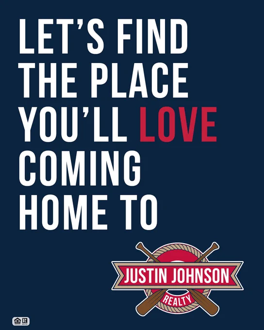 A motivational poster promoting real estate services with bold typography and a company logo.