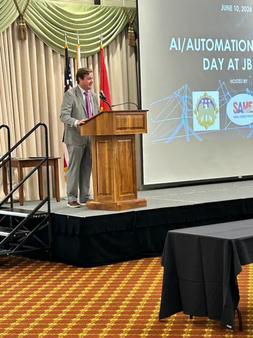 SBA Regional Administrator Matt Coleman provides keynote remarks at AI/Automation Day at Joint Base McGuire-Dix-Lakehurst concerning how small businesses and the SBA are utilizing artificial intelligence and automation to help small businesses compete by boosting efficiency and delivering better, smarter, and faster solutions.