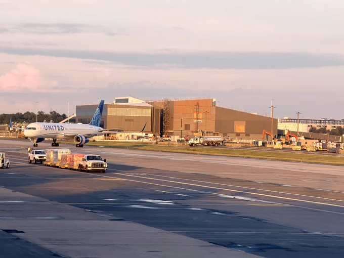 View of new concourse at Dulles International Airport from current Concourse D.
