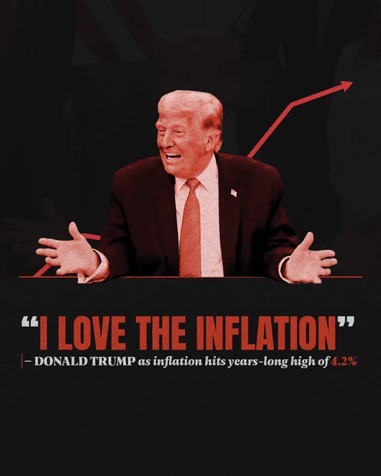 A graphic reads: "I love the inflation" - DONALD TRUMP as inflation hits years-long high of 4.2%