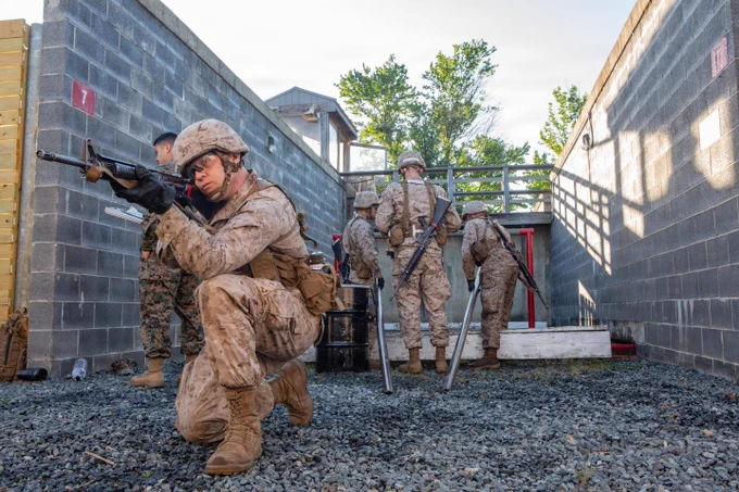 U.S. Marine Corps officer candidates with Officer Candidates Course 252, Lima Company, participate in the Leadership Reaction Course at Marine Corps Base Quantico, Virginia, May 31, 2026. The mission of Officer Candidates School is to educate and train officer candidates in Marine Corps knowledge and skills within a controlled and challenging environment, evaluating and screening individuals for the leadership, moral, mental, and physical qualities required for commissioning as Marine Corps officers. (U.S. Marine Corps photo by Cpl. Anthony C. Ramsey Jr.)\n\n