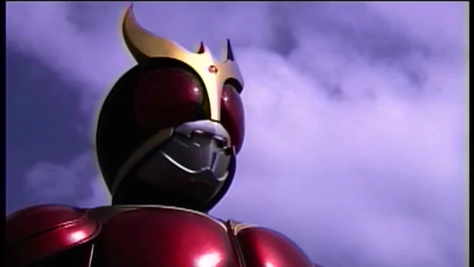 Kamen Rider Kuuga looking up into the sky in the vein of the "Excuse Me Sir" meme