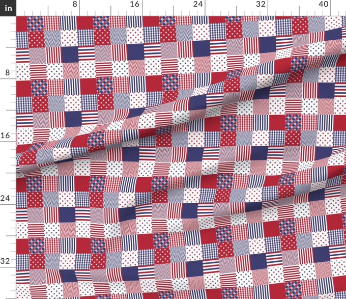 USA Mini Flag Patchwork Quilt Squares Fabric surface pattern design image