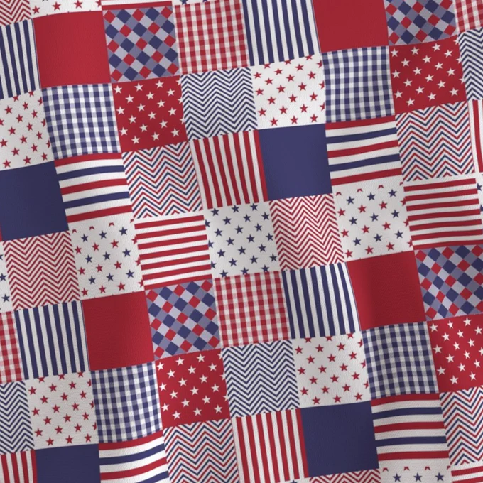 USA Mini Flag Patchwork Quilt Squares Fabric surface pattern design image