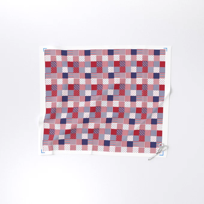 USA Mini Flag Patchwork Quilt Squares Fabric surface pattern design image