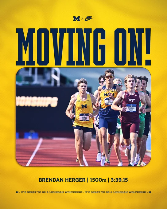 Brendan Herger will advance to the 1500m finals at the NCAA Outdoor Championships.