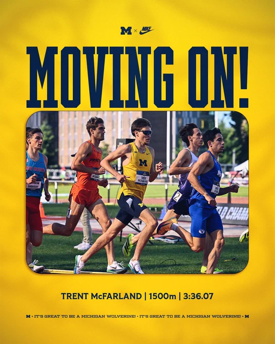 Trent McFarland will advance to the 1500m finals at the NCAA Outdoor Championships