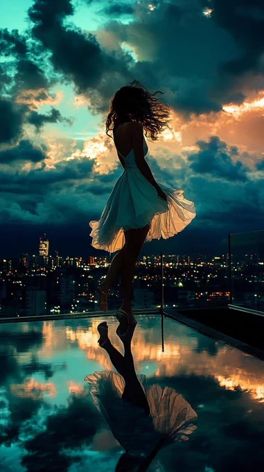 A girl at a rooftop 