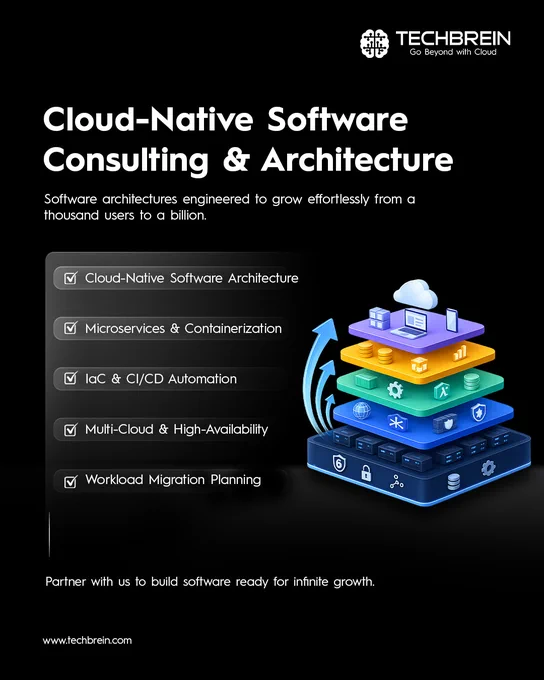 From 1,000 to 1 Billion Users: Is Your Software Architecture Ready? With core capabilities like Cloud-Native Software Architecture, Microservices & Containerization, IaC & CI/CD Automation, Multi-Cloud & High-Availability, and Workload Migration Planning, 

TechBrein engineers software architectures designed to grow effortlessly from a thousand users to a billion. These modern, cloud-native pillars ensure maximum uptime, rapid deployment, and seamless scaling across environments without disrupting your daily business continuity. 

Partner with us to build software ready for infinite growth. Explore our Cloud-Native Software Consulting & Architecture services today.

 Learn more: https://techbrein.com/services/cloudops-managed-cloud-service-msp 

#CloudNative #SoftwareArchitecture #CloudConsulting #ScalableInfrastructure