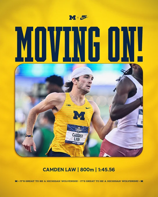 Camden Law will advance to the 800m finals at the NCAA Outdoor Championships