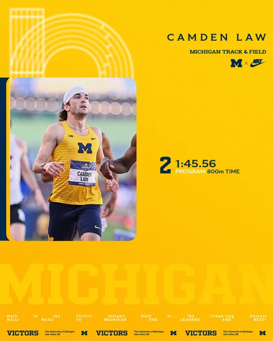 Camden Law has the No. 2 800m time (1:45.56) on the program performers list. 