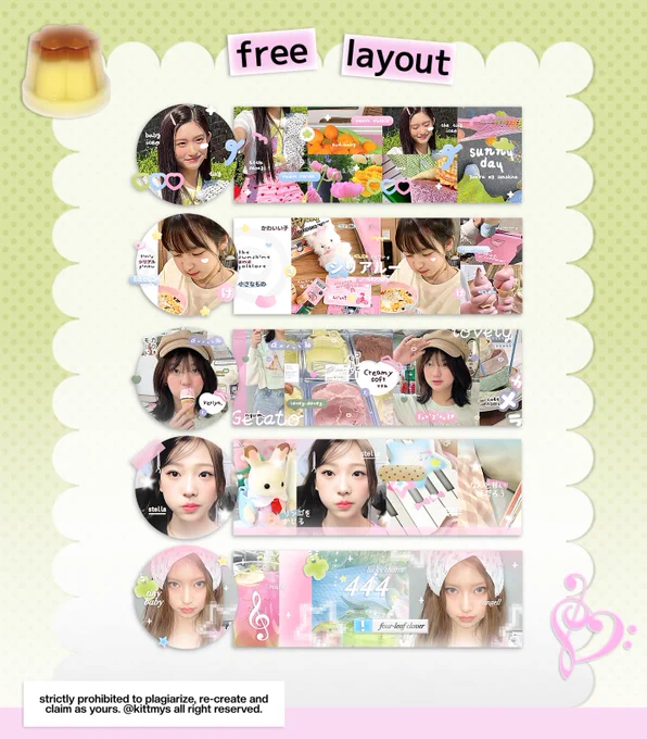 emoji katalog :3

🍧 SLUSHIE
🍦 ICE CREAM
🫖 CAFE ROLLS 
🥯 BUNSIE
🍀 LUCKY CHARM

< masing masing 1 slot >